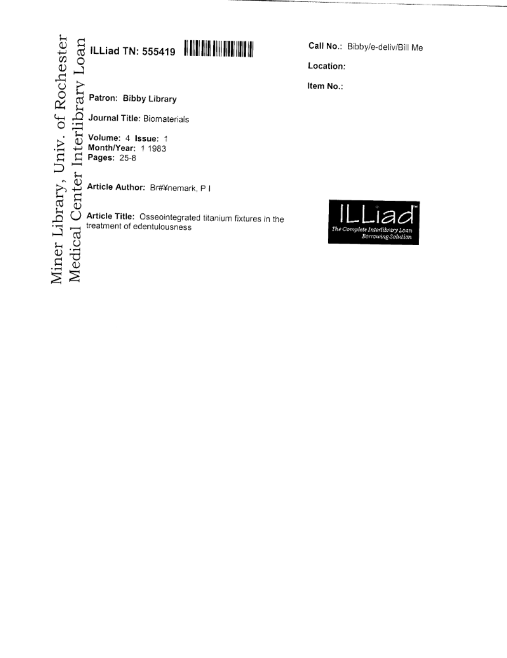 Branemark. B 1983