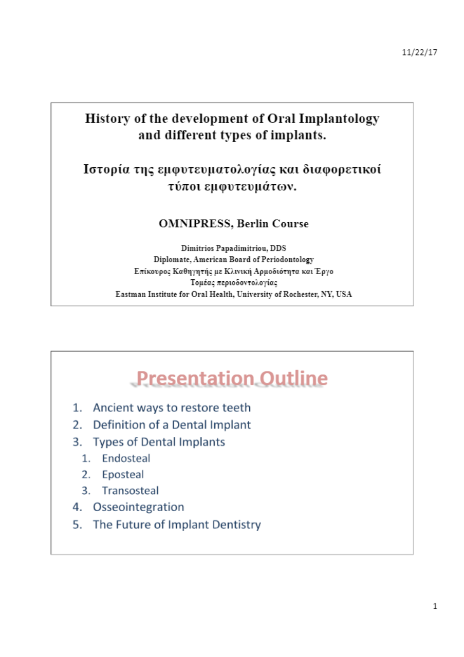History of dental implants