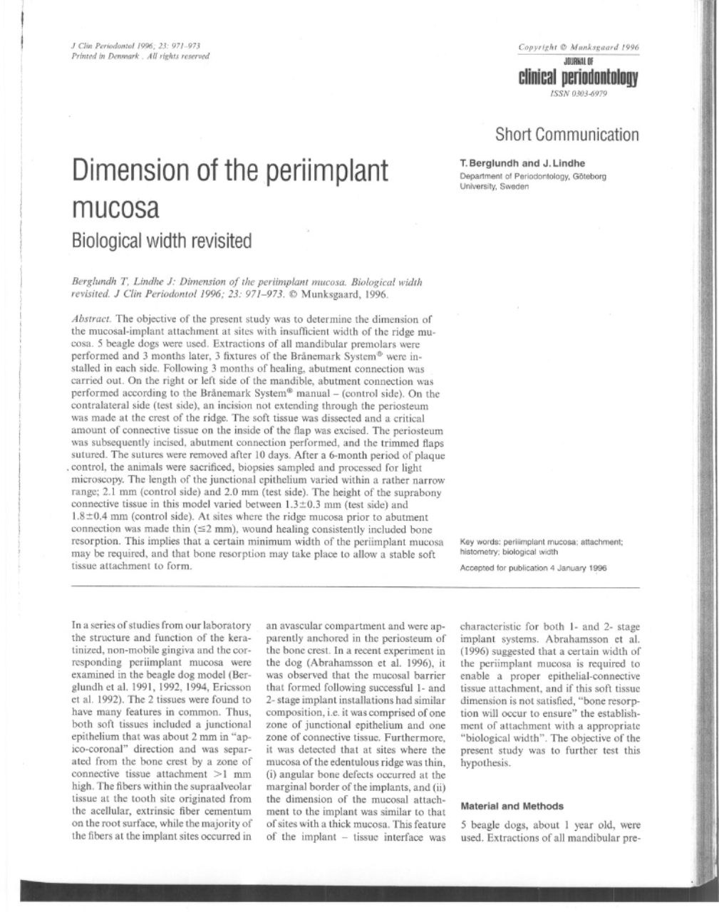 Berglundh 1996
