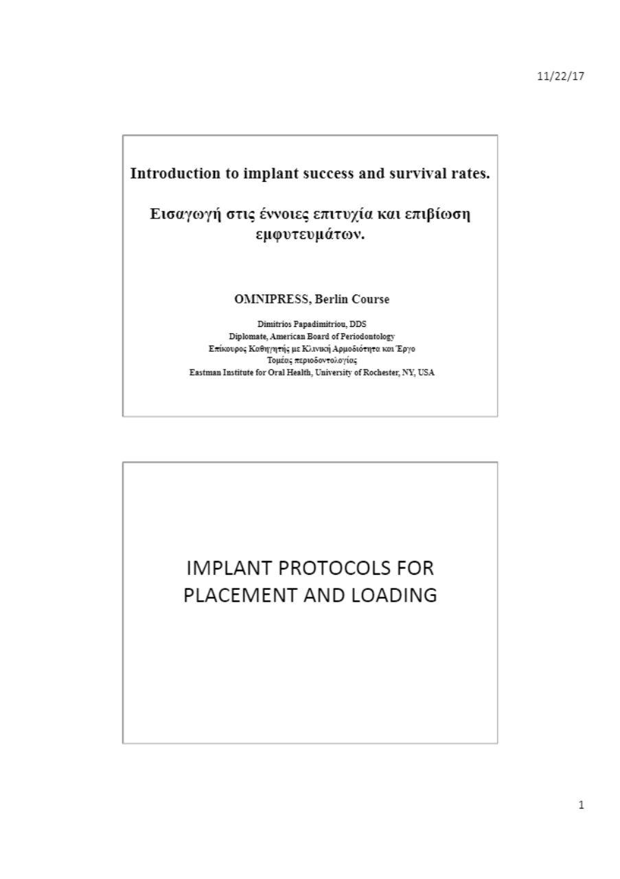 Implant Survival and Success rates